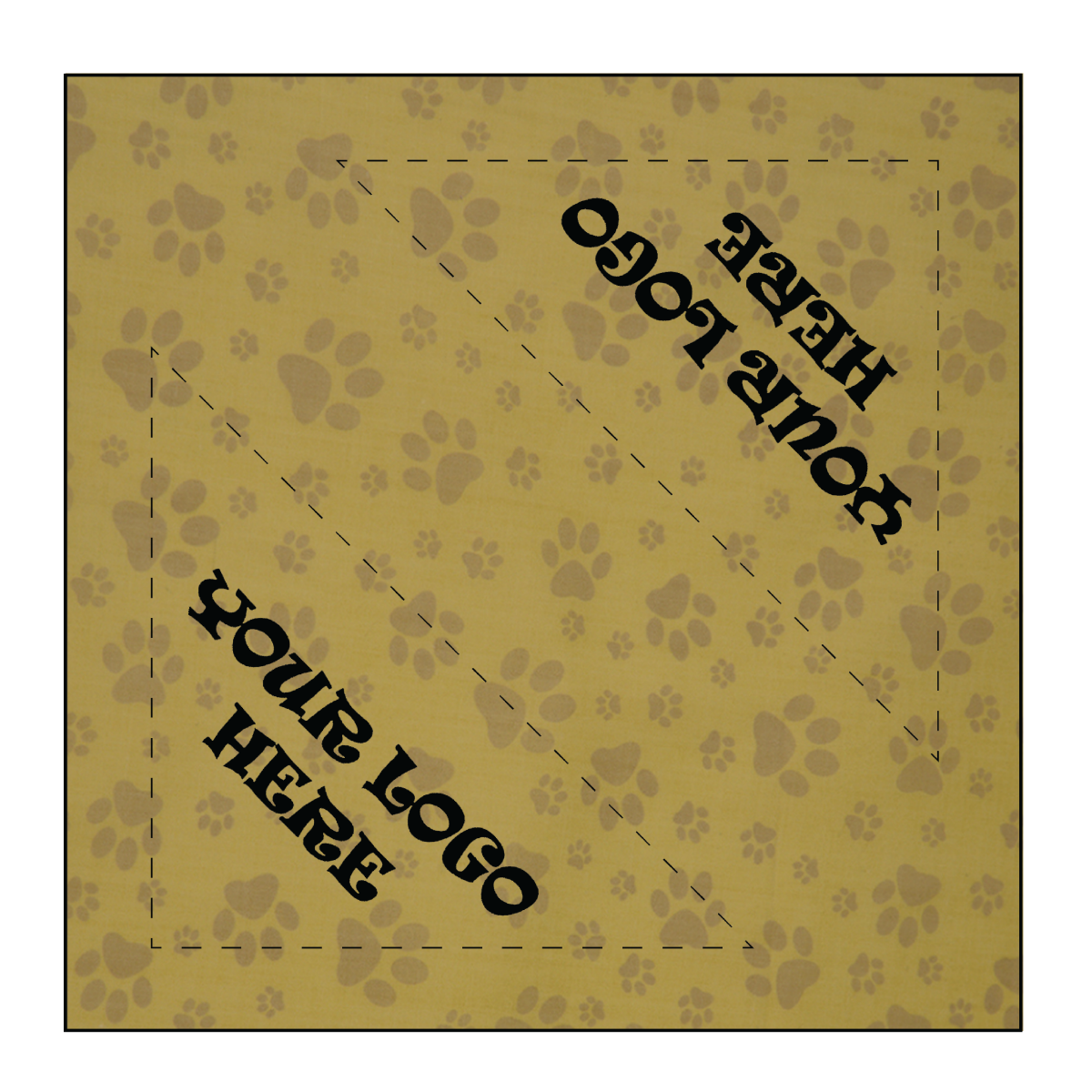 SQ3601 Square Bandana Paws Beige